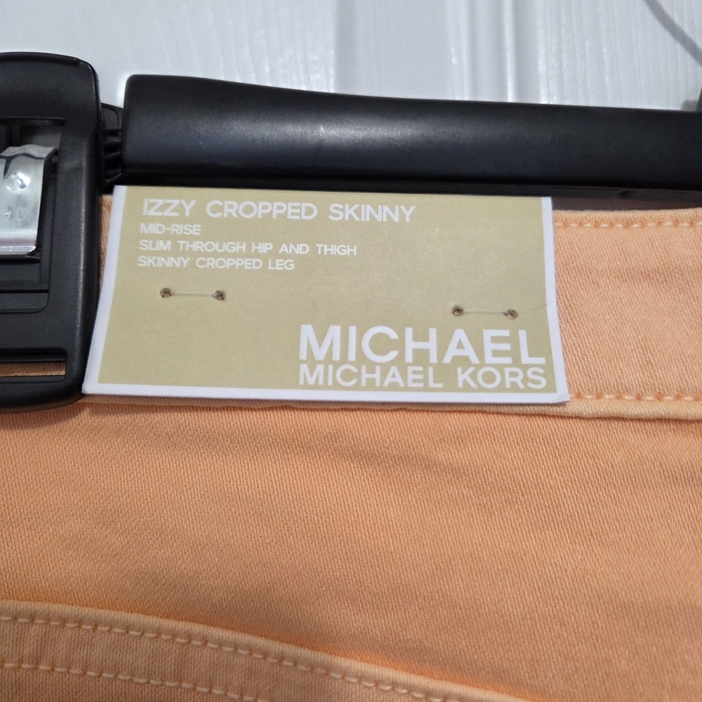 Micheal Kors Mid Rise Izzy Cropped Skinny Cottonblend Pants Sz 10 Spring Summer - Picture 6 of 12